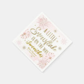 Serviette En Papier Pink Gold A Little Snowflake Baby shower d'hiver (Coin)