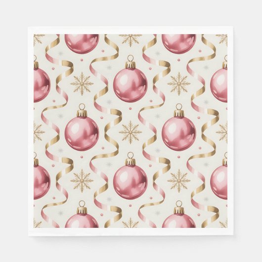 Serviette En Papier Pink Gold Bauble Luxury Christmas Holiday (Devant)