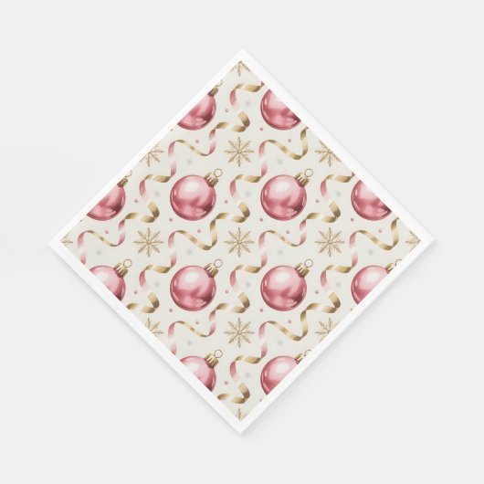 Serviette En Papier Pink Gold Bauble Luxury Christmas Holiday (Coin)