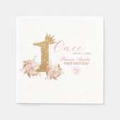 Serviette En Papier Pink Gold Couronne Princesse Premier anniversaire (Devant)