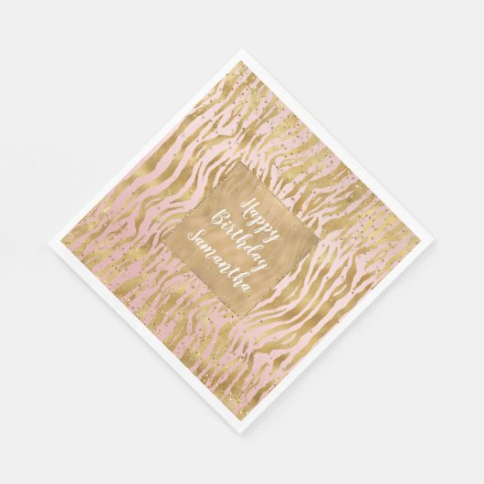 Serviette En Papier Pink Gold Glitz Sparkle Zebra Print (Coin)