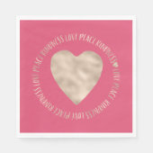 Serviette En Papier Pink Gold Love Peace Kindness Coeur inspiré (Devant)