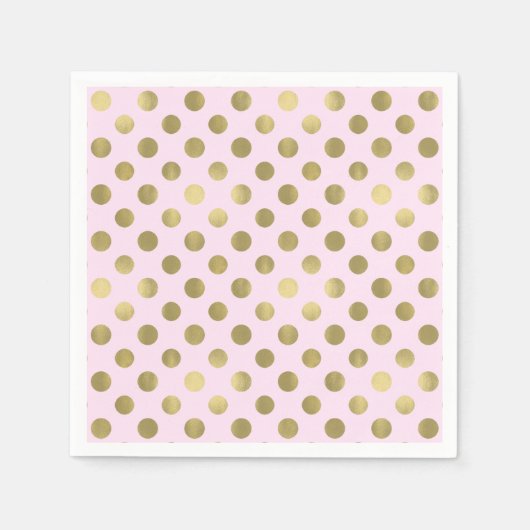 Serviette En Papier Pink Gold Polka Dot Anniversaire (Devant)