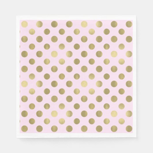 Serviette En Papier Pink Gold Polka Dot Anniversaire (Devant)