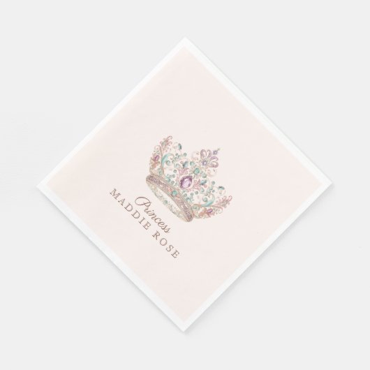 Serviette En Papier Pink Gold Princess Crown Fairytale Anniversaire (Coin)