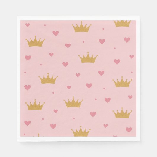 Serviette En Papier Pink & Gold Princess Pattern Napkin (Devant)