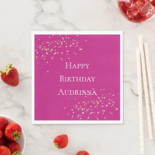 Serviette En Papier Pink Gold Sparkle Confetti Anniversaire