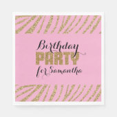 Serviette En Papier Pink Gold Zebra Imprimer Faux Parties scintillant  (Devant)