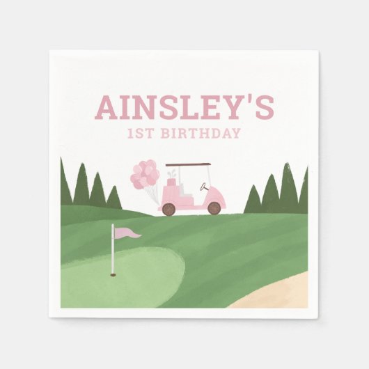 Serviette En Papier Pink Golf Anniversaire (Devant)