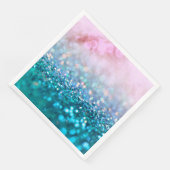 Serviette En Papier Pink Gradient Bleu Turquoise Parkle Parties scinti (Coin)