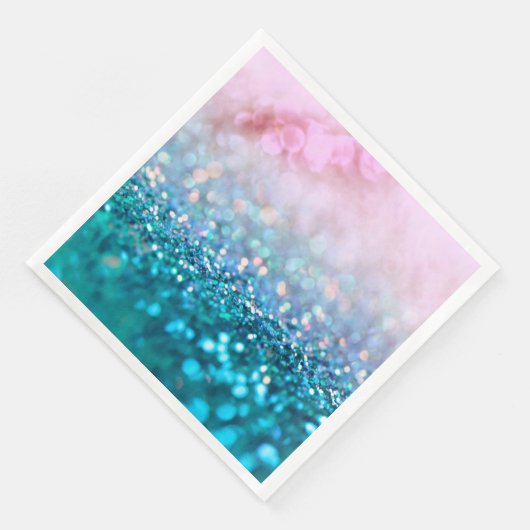 Serviette En Papier Pink Gradient Bleu Turquoise Parkle Parties scinti (Coin)