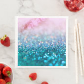 Serviette En Papier Pink Gradient Bleu Turquoise Parkle Parties scinti (En situation)