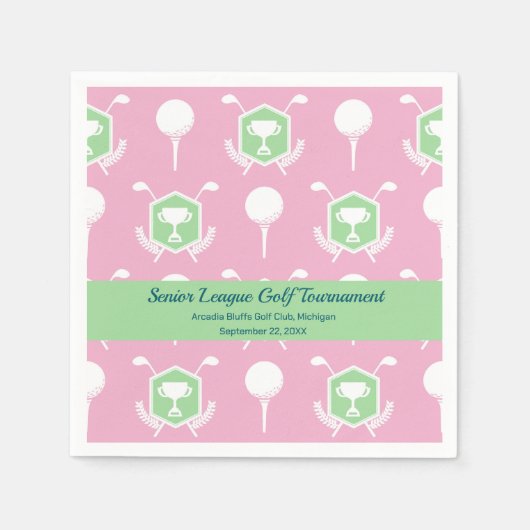 Serviette En Papier Pink & Green - Golf Party Tableware (Devant)