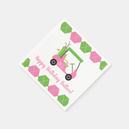 Serviette En Papier Pink & Green Golf Serviettes personnalisées (Coin)