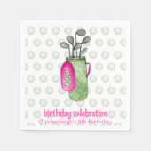 Serviette En Papier Pink Green Masters Golf Invitations de fête d'anni (Devant)
