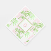 Serviette En Papier Pink Green Palm Tree Preppy Ombre Carré Monogramme (Coin)