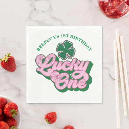 Serviette En Papier Pink Green St. Patrick's Day Lucky One Birthday (En situation)
