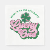Serviette En Papier Pink Green St. Patrick's Day Lucky One Birthday (Devant)
