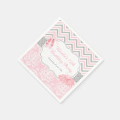 Serviette En Papier Pink & Grey Chevron Ballerina Anniversaire (Coin)