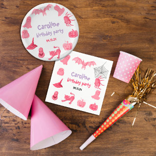 Serviette En Papier Pink Halloween fête d'anniversaire Papier Napkin