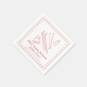 Serviette En Papier Pink Hand-Drawn Ski You Soon Girl Baby Shower (Coin)