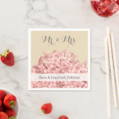 Serviette En Papier Pink Hydrangea sur Khaki Mariage personnalisé (En situation)