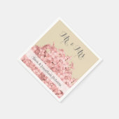 Serviette En Papier Pink Hydrangea sur Khaki Mariage personnalisé (Coin)