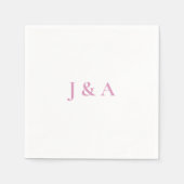 Serviette En Papier Pink Initiales Mariage Napkin (Devant)