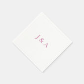 Serviette En Papier Pink Initiales Mariage Napkin (Coin)