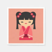 Serviette En Papier Pink Kokeshi poupées japonaises (Devant)