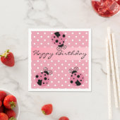 Serviette En Papier Pink Ladybug et Pois joyeuses serviettes d'anniver (En situation)
