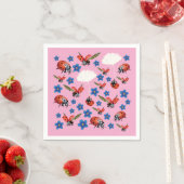 Serviette En Papier Pink Ladybugs Cute Spring Napkins (En situation)