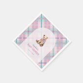 Serviette En Papier Pink & Lavender Plaid Teddy Bear Girl Baby shower (Coin)