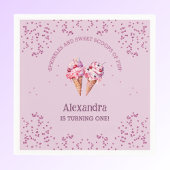 Serviette En Papier Pink Lilac Scoop Girl Ice Cream 1er Anniversaire