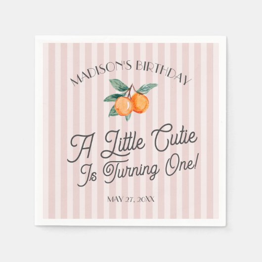 Serviette En Papier Pink Little Cutie Pastel Citrus Anniversaire (Devant)