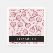 Serviette En Papier Pink Lollipops, Heart Lollipops, Lolly, Your Name (Devant)