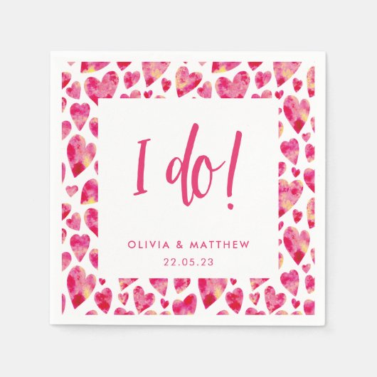 Serviette En Papier Pink Love Coeur Mariage (Devant)