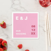 Serviette En Papier Pink Magenta Moderne Mariage Napkins (En situation)