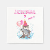 Serviette En Papier Pink mignonne fille mer Otter fête d'anniversaire (Devant)