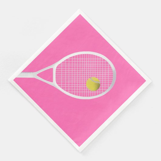 Serviette En Papier Pink Modern Tennis Ball White Racket (Coin)