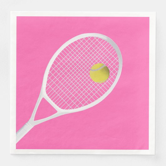 Serviette En Papier Pink Modern Tennis Ball White Racket (Devant)