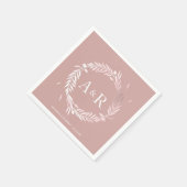 Serviette En Papier Pink Monogram Faux Mariage à huile Napkins (Coin)