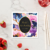Serviette En Papier Pink, Navy Blue and Gold Ink Birthday Party (En situation)