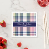 Serviette En Papier Pink Navy Green White Preppy (En situation)