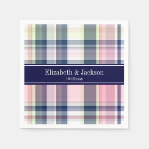 Serviette En Papier Pink Navy Green White Preppy