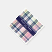 Serviette En Papier Pink Navy Green White Preppy (Coin)