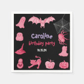 Serviette En Papier Pink noir Halloween fête d'anniversaire Napkin (Devant)