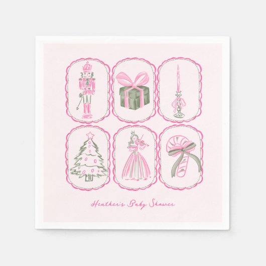 Serviette En Papier Pink Nutcracker A Merry Little Baby Shower (Devant)