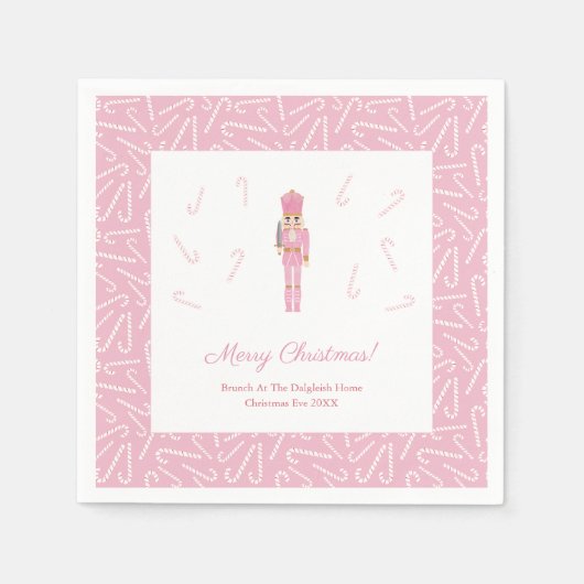 Serviette En Papier Pink Nutcracker Noël Fêtes Brunch Party (Devant)