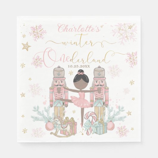 Serviette En Papier Pink Nutcracker Winter Onederland 1st Birthday (Devant)